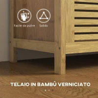 HOMCOM Panca Scarpiera a Doghe da Ingresso con Design a Ribalta, in Legno di Bambù, 100x40x60 cm(m-6)