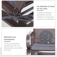 Outsunny Lot de 2 Coussins de chaise de jardin Coussin chaise extérieur Coussins d'assise déhoussables Rembourrage 5 cm Tissu Polyester dim. 45L x 45l cm Gris foncé(m-5)