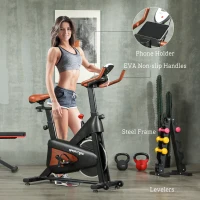 SPORTNOW Quiet Stationary Exercise Bike with Adjustable Resistance, Seat, Black(m-8)