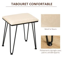 HOMCOM Coiffeuse Table de maquillage moderne - Miroir LED réglable intégré - Tabouret Inclus - pied en métal Noir - 2 tiroirs + 1 Organisateur Imitation Bois Noyer foncé(m-7)