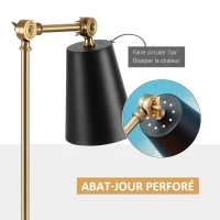 HOMCOM Lampe de table lampe de chevet style industriel angle réglable à 180° en métal pour salon chambre salle à manger bureau noir et or(m-5)