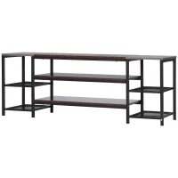 HOMCOM TV Unit Cabinet for TVs up to 60 Inches, Industrial TV Stand with Storage Shelves for Living Room, Brown and Grey(m-11)