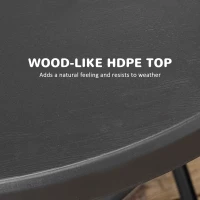 Outsunny Foldable Round Garden Table for 4, Outdoor Dining Table with HDPE Tabletop and Steel Frame, 80 x 80 x 73 cm, Dark Grey(m-5)