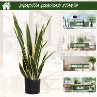 Outsunny Sanseveria Artificiale Pianta Finta Realistica con Vaso,  Ø15cm x 80cm, Verde e Giallo(m-7)