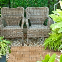 Outsunny 27 Pcs Wooden Interlocking Decking Tiles, Outdoor Flooring Tiles for Patio, Balcony, Terrace, Hot Tub, 30 x 30 cm per Piece, 2.5㎡ per Pack, Brown(m-9)