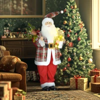 HOMCOM 4'3" Animated Santa Claus Figure, with Sound and Lights - Red/Green(m-10)