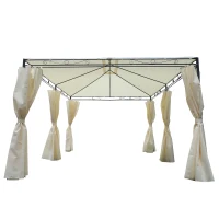 Outsunny Tonnelle barnum pavillon de jardin style colonial toiles latérales amovibles 3L x 4l x 2,55H m crème(m-5)