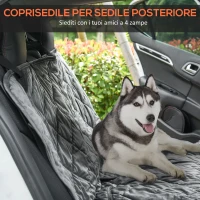 PawHut Telo Coprisedile Auto per Cani Effetto Velluto con Fondo Antiscivolo e Cinghie di Fissaggio, 160x145cm, Grigio(m-4)