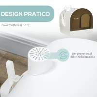 PawHut Lettiera per Gatti Chiusa con Filtri, Paletta e Vassoio Removibile, Struttura in PP, 43x44x47 cm, Bianca e Nera(m-6)