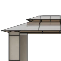 Outsunny Cenador para Jardín 3,6x3 m con Marco de Aluminio Pabellón para Exterior con Techo de Policarbonato Anti-UV Gazebo para Fiestas Eventos Marrón(m-8)