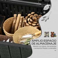 Outsunny Baúl de Exterior 366L Arcón para Jardín de Plástico de Doble Pared con Ruedas y Asas 122,4x62x64,5 cm Negro(m-4)