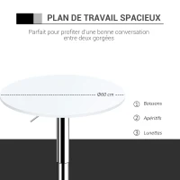 HOMCOM Table de bar ronde mange-debout table de bistro hauteur réglable 69-93 cm et plateau pivotant, base en métal(m-7)