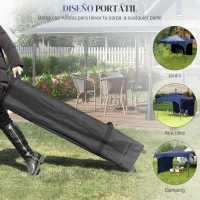 Outsunny Cenador de Jardín 3x3 m con Altura Ajustable 1 Pared Lateral Impermeable 4 Bolsas de Arena y Bolsa de Transporte Azul(m-6)