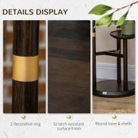 Outsunny 3-Tier Plant Stand, Plant Shelf Rack,  Bamboo Display Stand, 46x46x86cm, Dark Walnut(m-6)