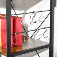 HOMCOM Étagère de cuisine - étagère micro-onde - meuble micro-onde - 3 étagères, plateau, crochets - aspect effet bois naturel châssis acier noir(m-9)