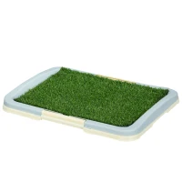 PawHut Arenero para Perros con Césped Artificial Rejilla y Bandeja para Entrenamiento de Cachorros 63x48,5x6 cm Multicolor(m-11)