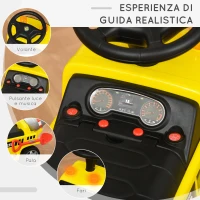 HOMCOM Macchina per Bambini Cavalcabile 2 in 1 con Betoniera, Luci e Suoni, Età 18-36 Mesi, 78x28.2x42cm, Giallo(m-5)