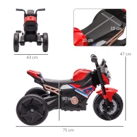 AIYAPLAY Motorcycle Design, 3 in 1 Toddler Trike, Sliding Car, Balance Bike with Headlight, Music, Horn, Red(m-3)