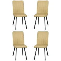 HOMCOM Lot de 4 chaises de salle à manger assise en similicuir rembourrée épais pieds en acier avec dossier noir(m-1)