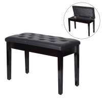 HOMCOM Taburete de Piano Banco de Teclado con Espacio de Almacenamiento Bajo del Asiento de Cuero Sintético 76x36x50 cm Negro