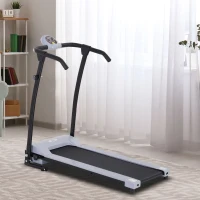 HOMCOM Tapis de Course Electrique Pliable tapis de marche électrique tapis de Fitness motorisé‎ 6 km/h idéal pour maison/bureau gris noir(m-2)