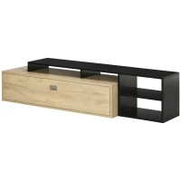 HOMCOM Meuble TV banc TV jusqu'à 65 pouces avec étagère amovible style contemporain porte basculante pour salon chambre(m-10)