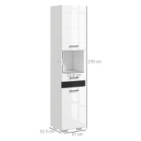 kleankin Colonna Bagno in MDF con Ripiano Aperto, Cassetto e Armadietto Chiuso, 37x32.5x170 cm, Bianco(m-3)