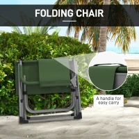 Outsunny Folding Directors Camping Chair, with Side Table - Green(m-4)