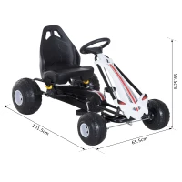 HOMCOM Go Kart a Pedali per Bambini 3-6 Anni con Sedile Regolabile, in Plastica e Ferro, 101.5x65.5x59.5 cm, Bianco e Nero(m-3)