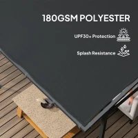 Outsunny 2.4 x 2.4 m Wall Mounted Pergola Gazebo with PA Coating Fabric and Metal Frame, UPF30+, Lean to Garden Gazebo, Wind Resistant Outdoor Sun Shade Shelter for Garden, Deck, Dark Grey(m-4)