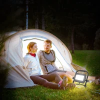 HOMCOM Faretto LED da Lavoro da 6500k con Testa Girevole e Supporto, in Alluminio e Metallo, 25.5x16x25.5 cm, Nero(m-9)