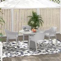 Outsunny Set 4 Sedie da Giardino in Plastica Impilabili con Braccioli e Schienale Alto in PP, Grigio(m-2)