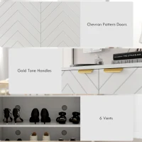 HOMCOM Shoe Storage Cabinet, Modern Shoe Cupboard with Open Shelf, Adjustable Shelf, 6 Vents, Shoe Rack for 12 Pairs of Shoes(m-6)