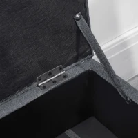 HOMCOM 30L Linen Storage Ottoman Padded Footstool with Rubberwood Legs for Storage Box, Bed End, Shoe Bench, Seating, Dark Grey(m-8)