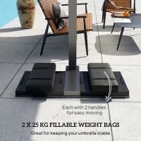Outsunny Parasol Weights Set of 2, Parasol Base Weights Bags, 25kg Fillable Sandbag Weights with Handles, Cantilever Umbrella Base Weights, Black(m-4)