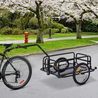 HOMCOM Bike Cargo Trailer Bicycle Trailer Cargo Storage Cart w/ Hitch Cycling Camping Luggage Storage Carrier Transport Steel Black(m-2)