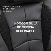 HOMCOM Gaming Silla Reclinable de Ergonómico hasta 130°con Reposacabezas Cojín Grosor 10cm Cuero Carga 120kg 67x69x118-127cm(m-4)