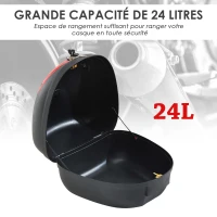 Homcom Coffre pour Casque de Moto 24 L + 2 Clés Noir 40 x 38 x 28 cm(m-5)