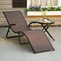 Outsunny Outdoor Folding Sun Lounger, Chaise Lounge Chair, Reclining Garden for Beach, Poolside and Patio, Dark Brown(m-2)