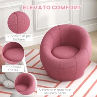 HOMCOM Poltroncina Mini Moderna in Peluche con Imbottitura Spessa, 60x56x48cm, Rosa(m-4)