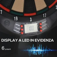 HOMCOM Bersaglio a freccette elettronico in PP con 6 Freccette e Tabellone segna Punti, 44x39.5x 2.2cm, Nero(m-4)