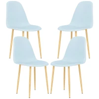 HOMCOM Modern Dining Chairs Set of 4, Kitchen Chairs with Backrest and Steel Legs for Dining Room, Living Room, Light Blue(m-11)