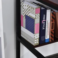 HOMCOM Computer Desk with Storage Shelf, 120 x 60cm Home Office Desk with Metal Frame, Study Table, Easy Assembly, Brown(m-9)