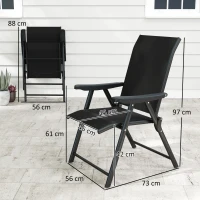 Outsunny Set of Four Folding Outdoor Chairs - Black(m-3)