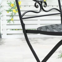 Outsunny Set da Giardino 3 Pezzi, 2 Sedie Pieghevoli e 1 Tavolo, Design a Mosaico, Grigio(m-8)