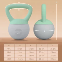 SPORTNOW 4kg/6kg/8kg/10kg Soft Kettlebell, Kettle Bell with Non-Slip Handle, for Home Gym, Strength Training, Cardio - Grey and Green(m-3)