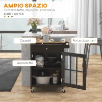 HOMCOM Carrello Cucina con Cassetto, Armadietto Regolabile e Portasciugamani, in Legno, 67x48x86.5 cm, Nero e Rovere(m-4)