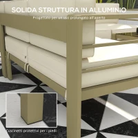 Outsunny Set da Giardino 5 Pezzi in Alluminio con Tavolino da Caffè, 2 Divanetti, Poltrona Angolare e Poltrona Singola(m-4)