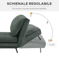 HOMCOM Poltrona Letto 2 in 1 Singola, Schienale Regolabile su 3 Livelli e Imbottito, Struttura in Legno e Acciaio(m-5)