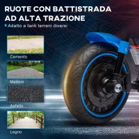 HOMCOM Moto Elettrica per Bambini 18-36 Mesi in PP e Metallo con Rotelle e Fanale, 76x42x57 cm, Blu e Nero(m-6)